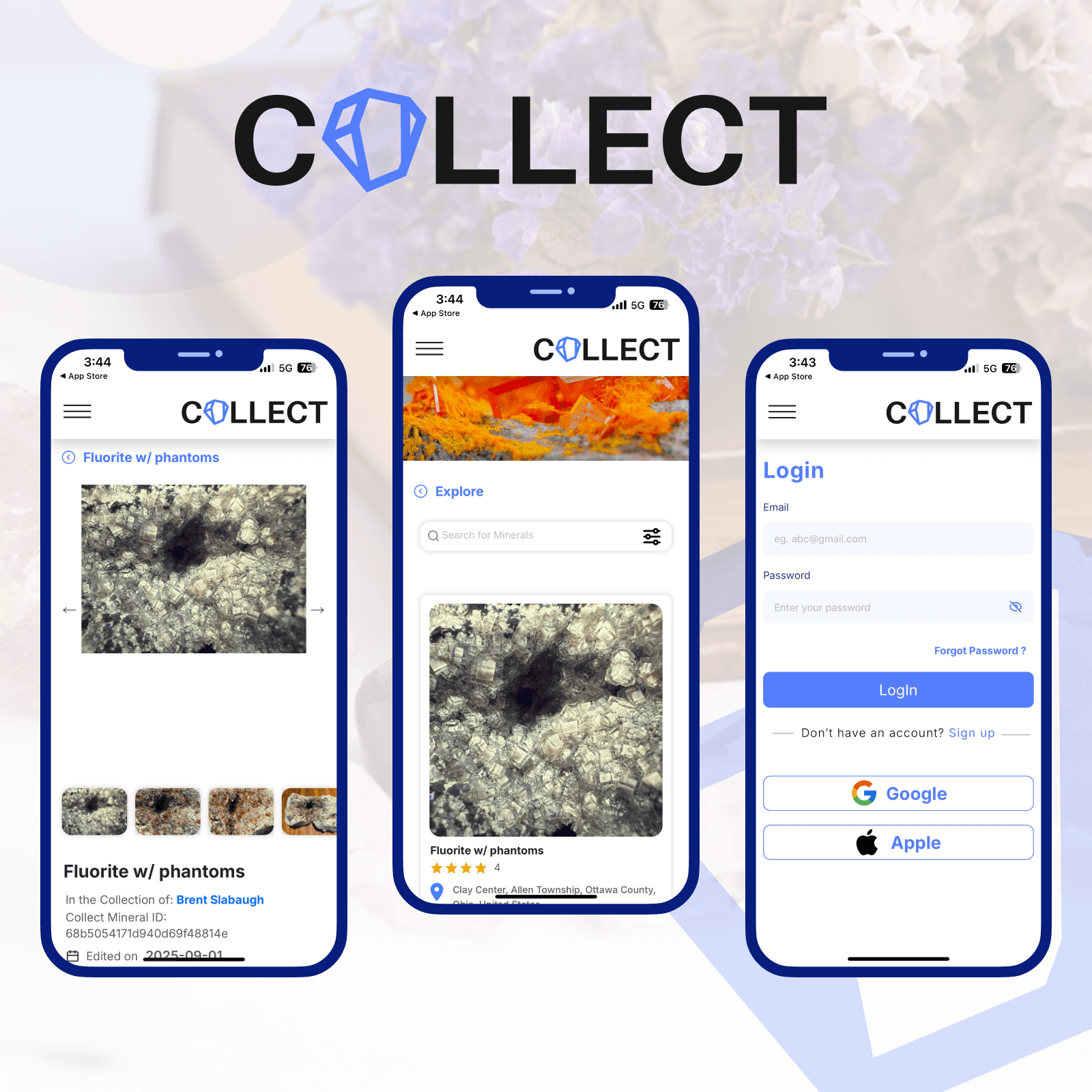 Collect Mineral Club mobile app